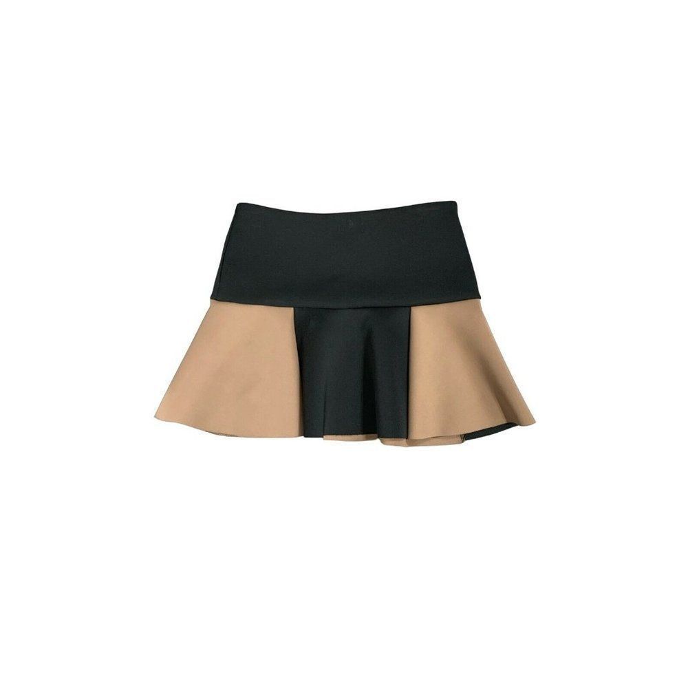 zara womens black beige brown fit flare mini skirt small